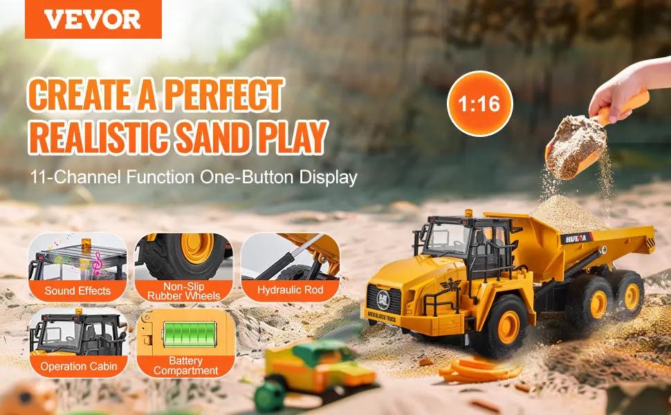 VEVOR 11-Channel 1:16 Scale RC Dump Truck – 4WD Remote Control Construction Vehicle with Lights, Sounds & Metal Bed Product vendor Home Goods Revolution