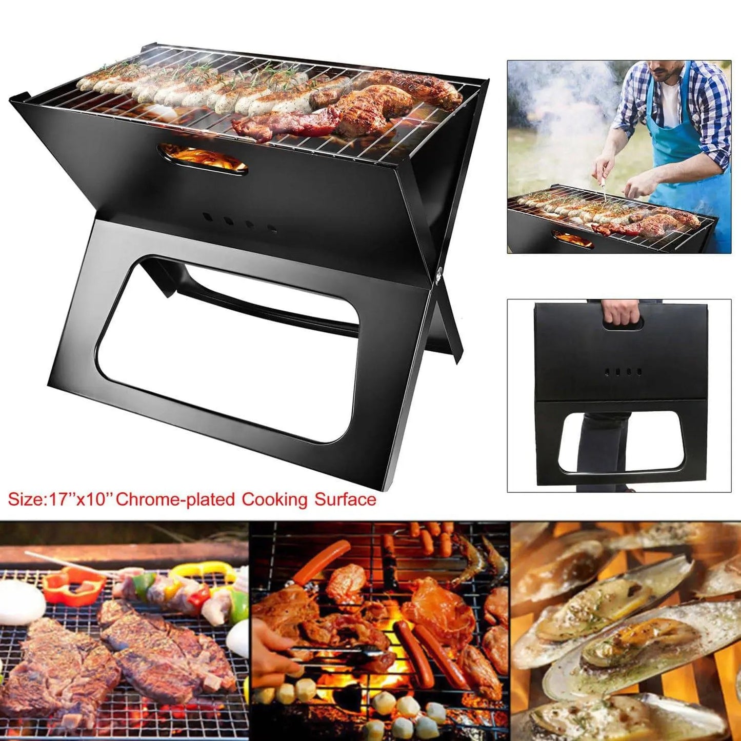 Portable BBQ Barbecue Grill Foldable Charcoal Grill for Travel - Home Goods Revolution