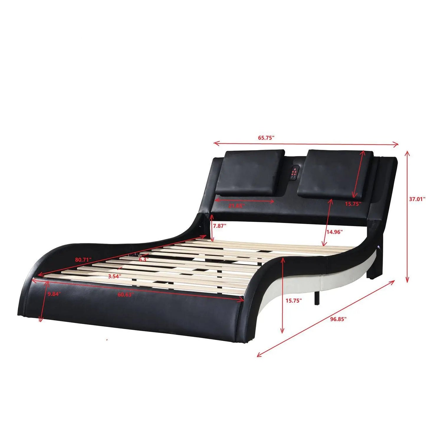 Bed Frame Bluetooth connection to play music, Backrest vibration massage; Queen - Home Goods Revolution