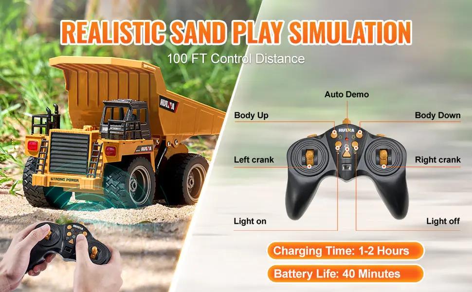 VEVOR 9-Channel 1:18 Scale RC Dump Truck – 4WD Remote Control Construction Vehicle with Lights, Sounds & Metal Bed Product vendor Home Goods Revolution