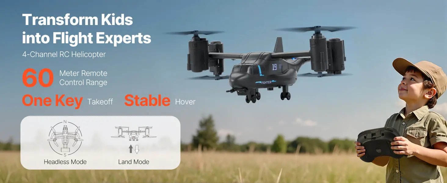 VEVOR 4-Channel RC Helicopter – Easy to Fly Remote Control Aircraft w/ Gyro Stabilizer, LED Spotlight & Alloy Frame for Kids & Beginners Product vendor Home Goods Revolution