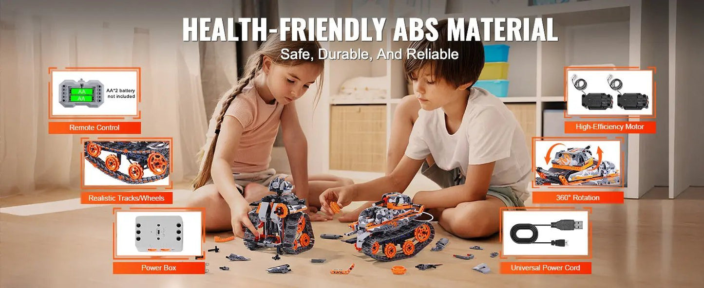 VEVOR 5-in-1 STEM Robot Building Kit – 554 PCS Programmable RC Tank w/ App & Remote Control for Kids Ages 6+ Product vendor Home Goods Revolution