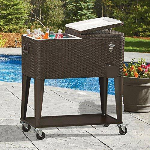 Rolling Outdoor Patio Cooler Cart on Wheels Portable 80 QT - Home Goods Revolution