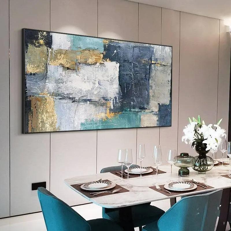 Abstract Hand Painted Color Block Oil Painting on The Canvas Modern Wall Art Picture - Home Goods Revolution