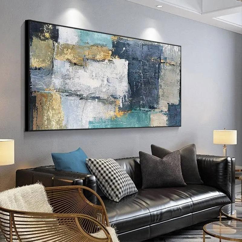 Abstract Hand Painted Color Block Oil Painting on The Canvas Modern Wall Art Picture - Home Goods Revolution