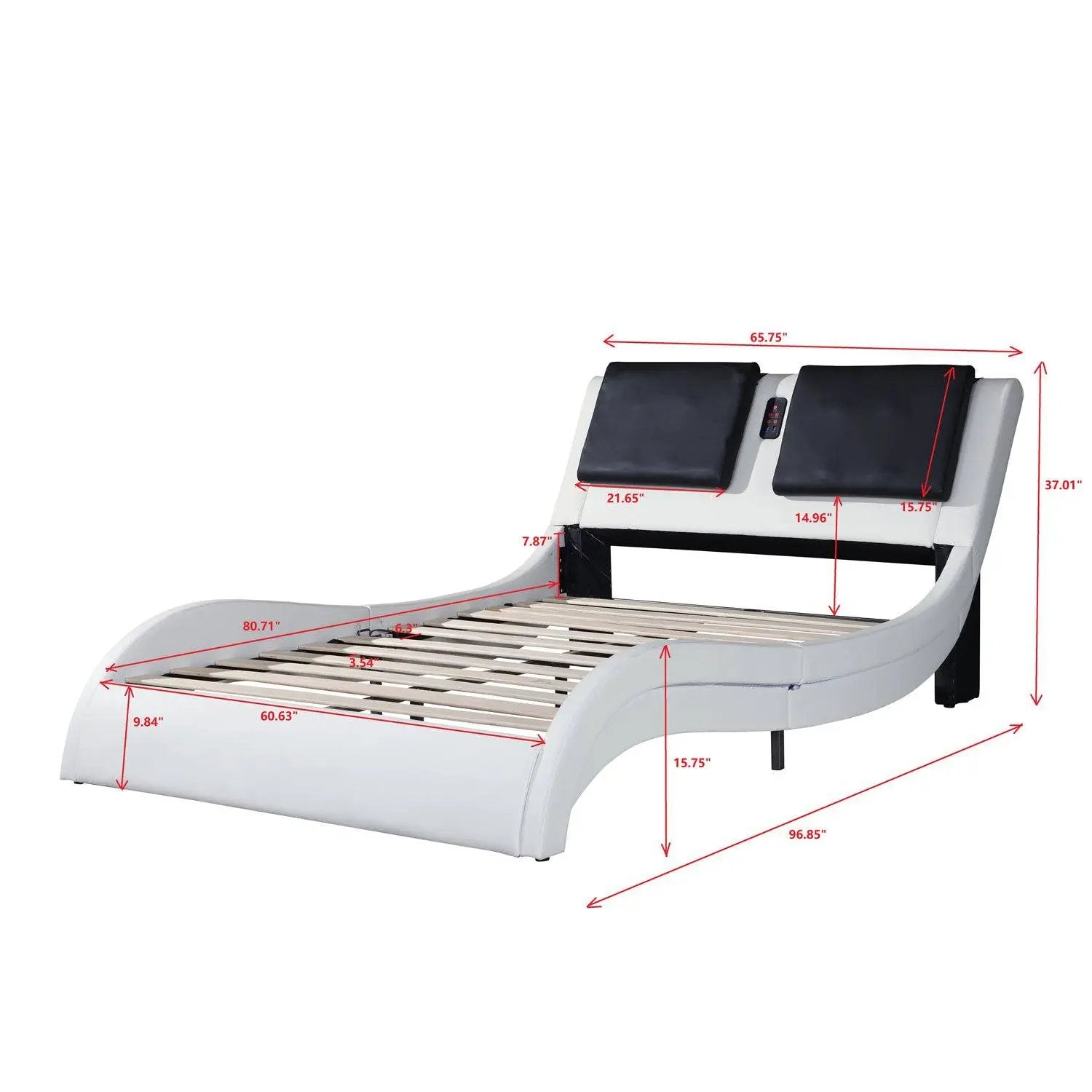 Bed Frame Bluetooth connection to play music, Backrest vibration massage; Queen - Home Goods Revolution