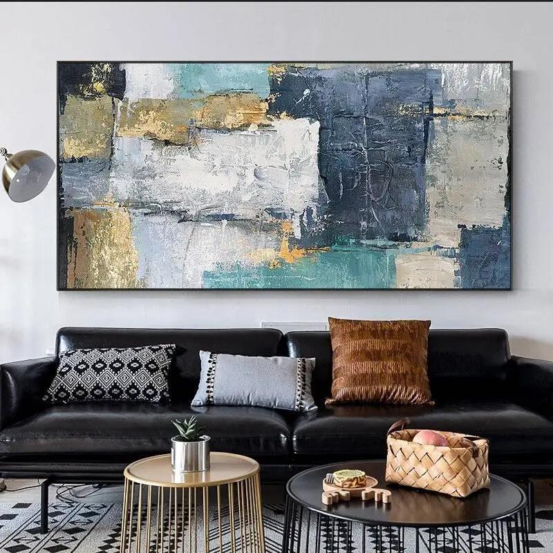 Abstract Hand Painted Color Block Oil Painting on The Canvas Modern Wall Art Picture - Home Goods Revolution