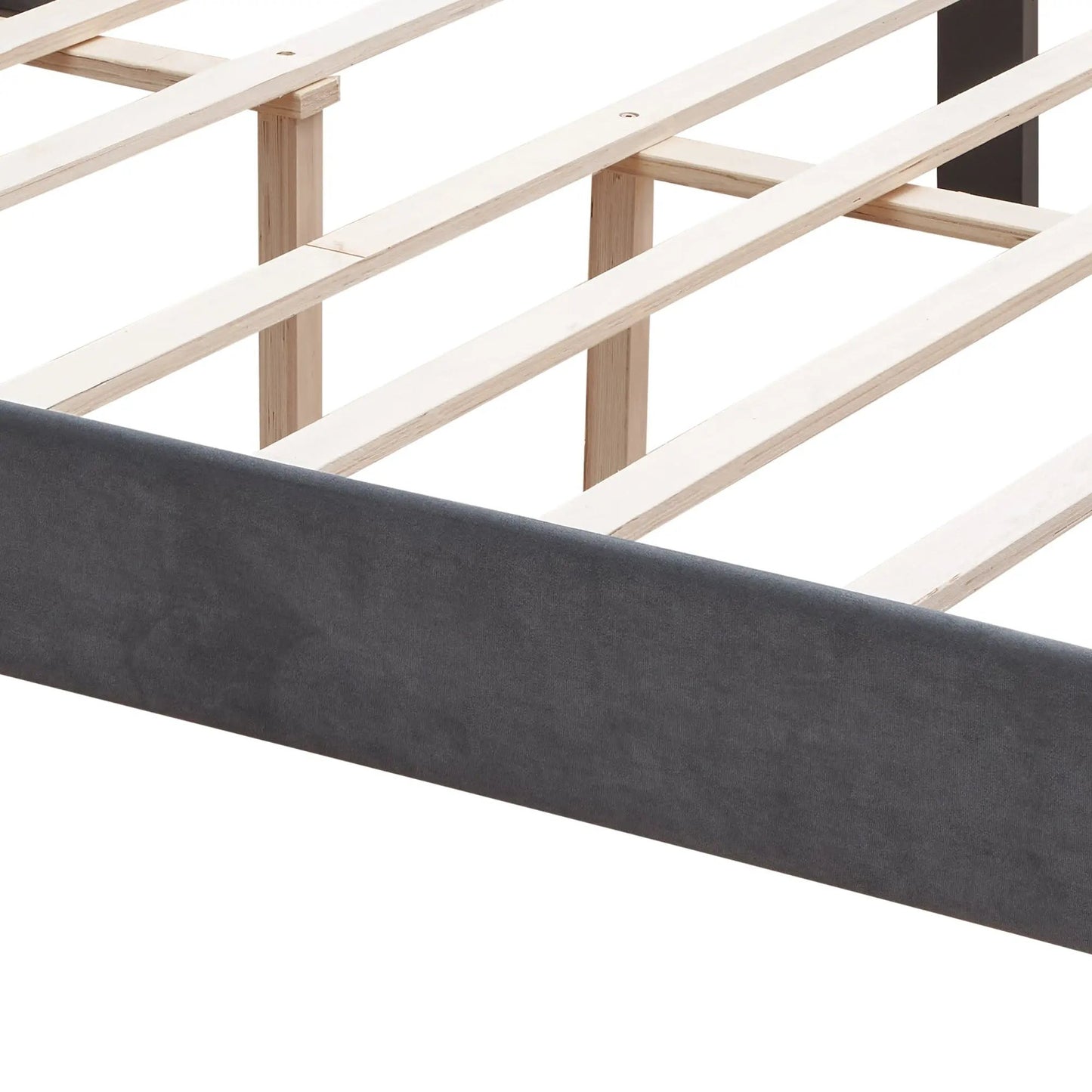 Upholstered Bed with Wings Design Dark Gray Velvet Queen - Home Goods Revolution