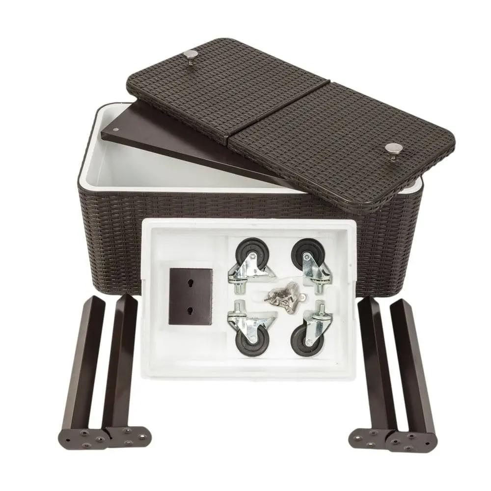 Rolling Outdoor Patio Cooler Cart on Wheels Portable 80 QT - Home Goods Revolution