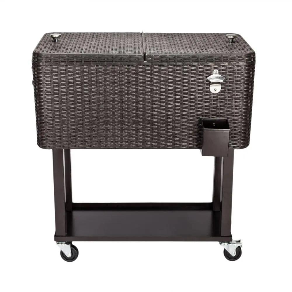 Rolling Outdoor Patio Cooler Cart on Wheels Portable 80 QT - Home Goods Revolution