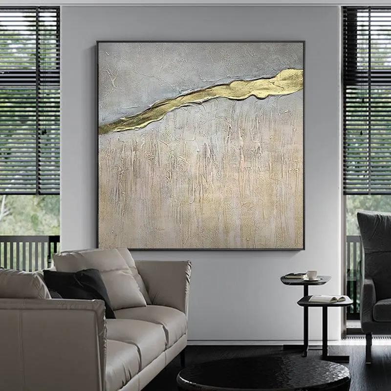 Hand Painted Texture Abstract Oil Painting Gold Foil Modern Home Wall Art Hangings Canvas Paintings - Home Goods Revolution