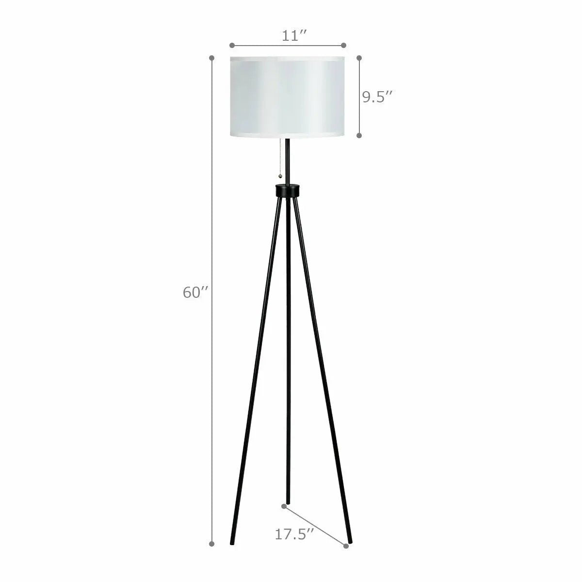 Modern Metal Tripod Floor Lamp with Chain Switch - Home Goods Revolution