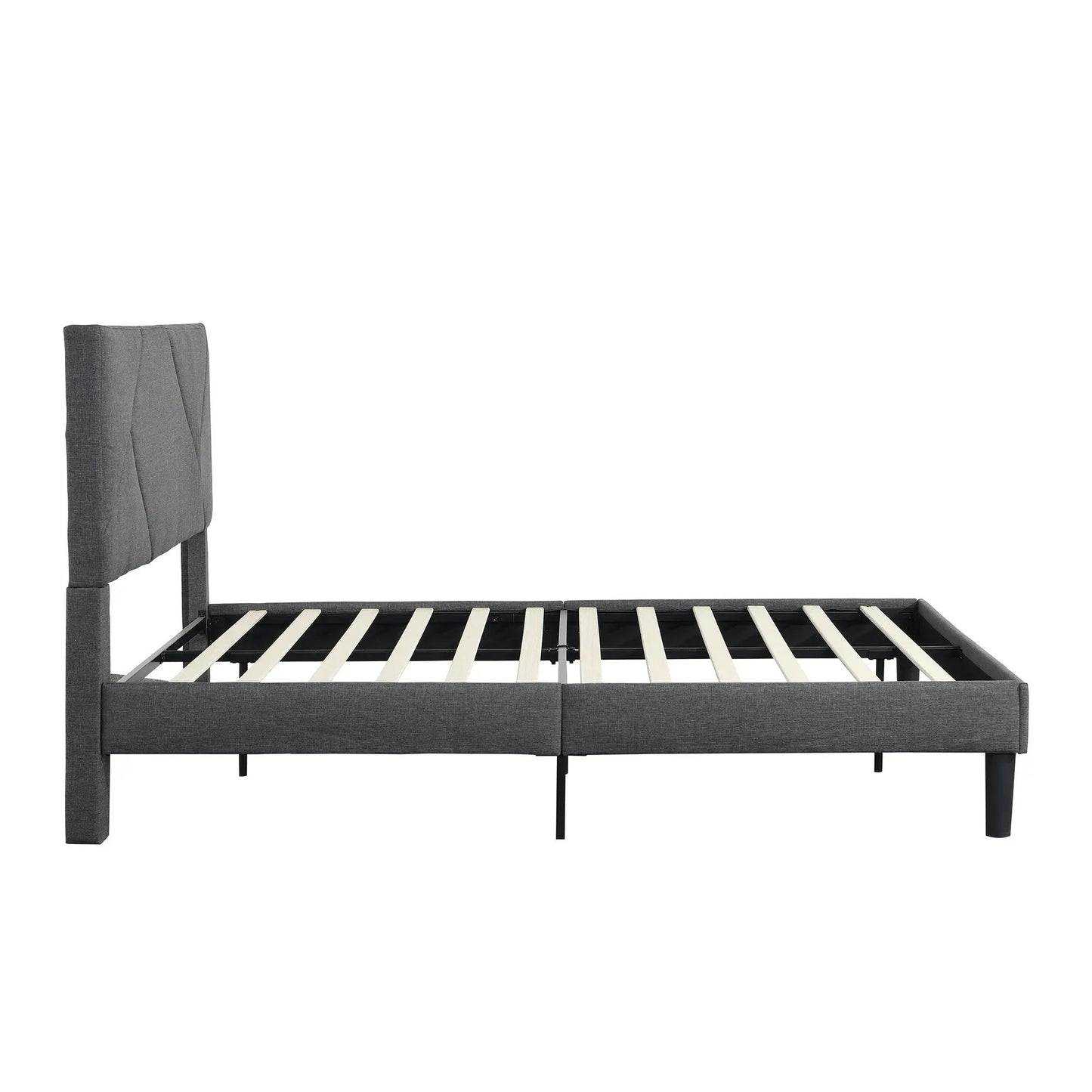 Queen Size Upholstered Platform Bed Frame with Headboard Gray - Home Goods Revolution