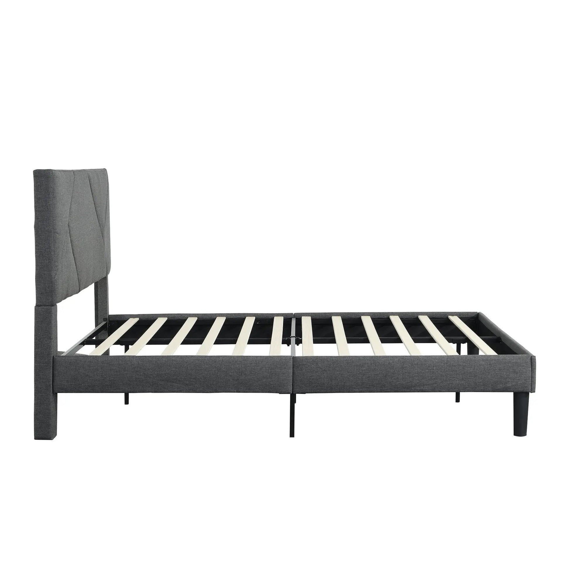 Queen Size Upholstered Platform Bed Frame with Headboard Gray - Home Goods Revolution
