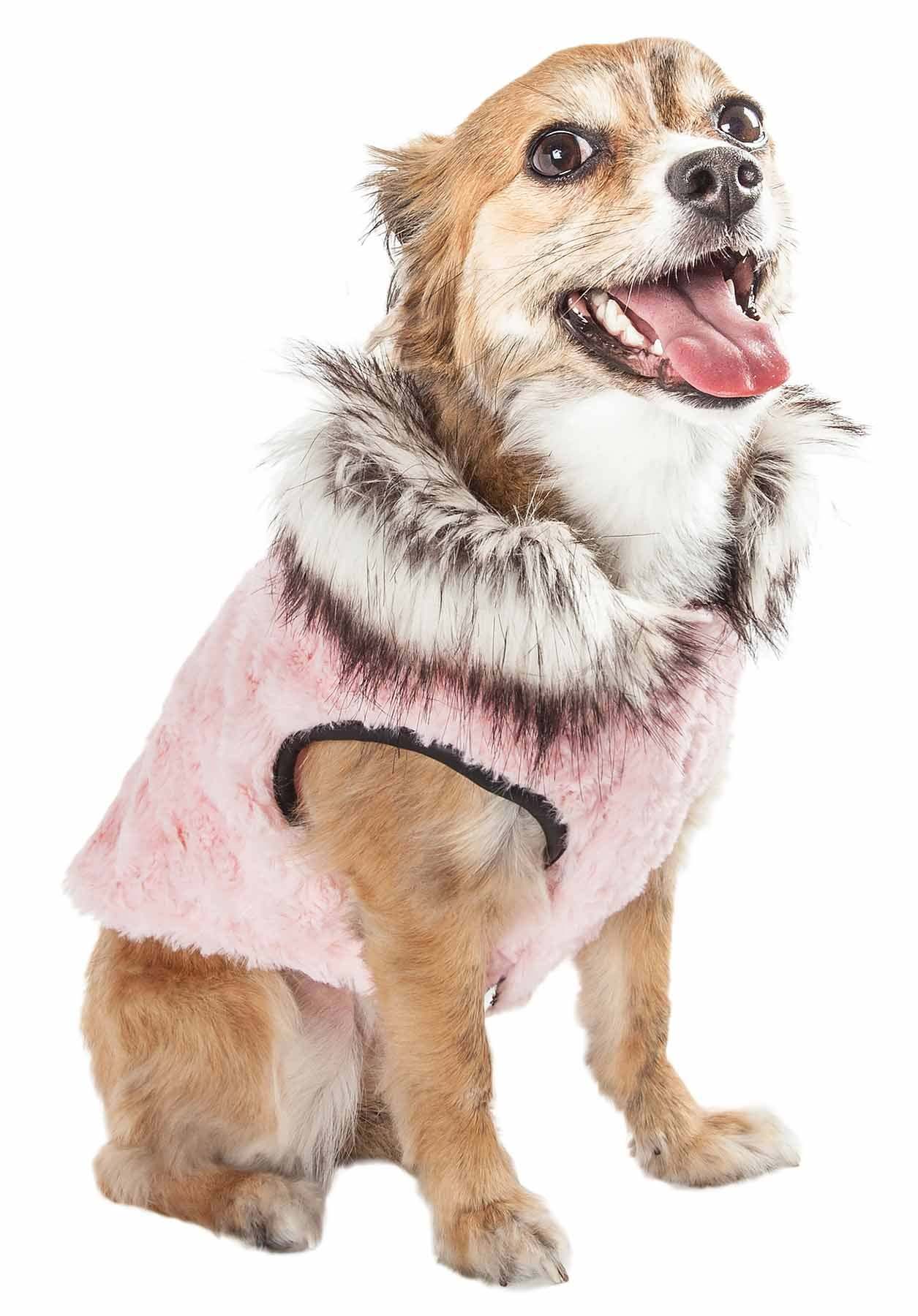 Pet Life Luxe 'Pinkachew' Charming Designer Mink Fur Dog Coat Jacket - Home Goods Revolution