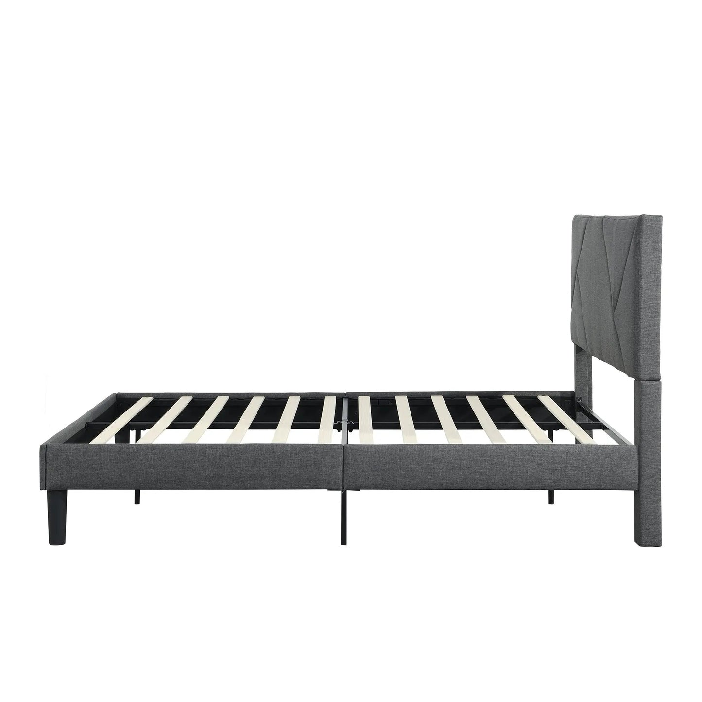 Queen Size Upholstered Platform Bed Frame with Headboard Gray - Home Goods Revolution