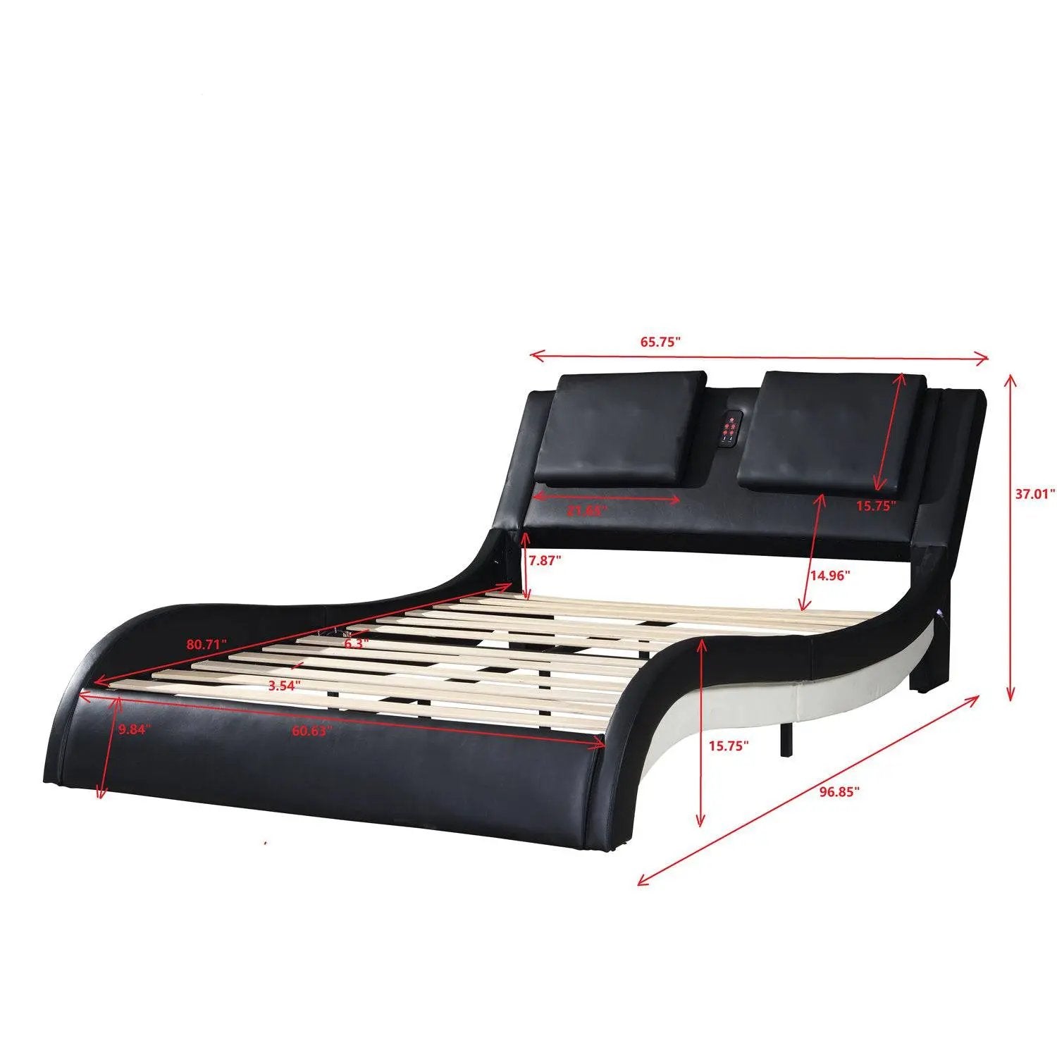 Bed Frame Bluetooth connection to play music, Backrest vibration massage; Queen - Home Goods Revolution
