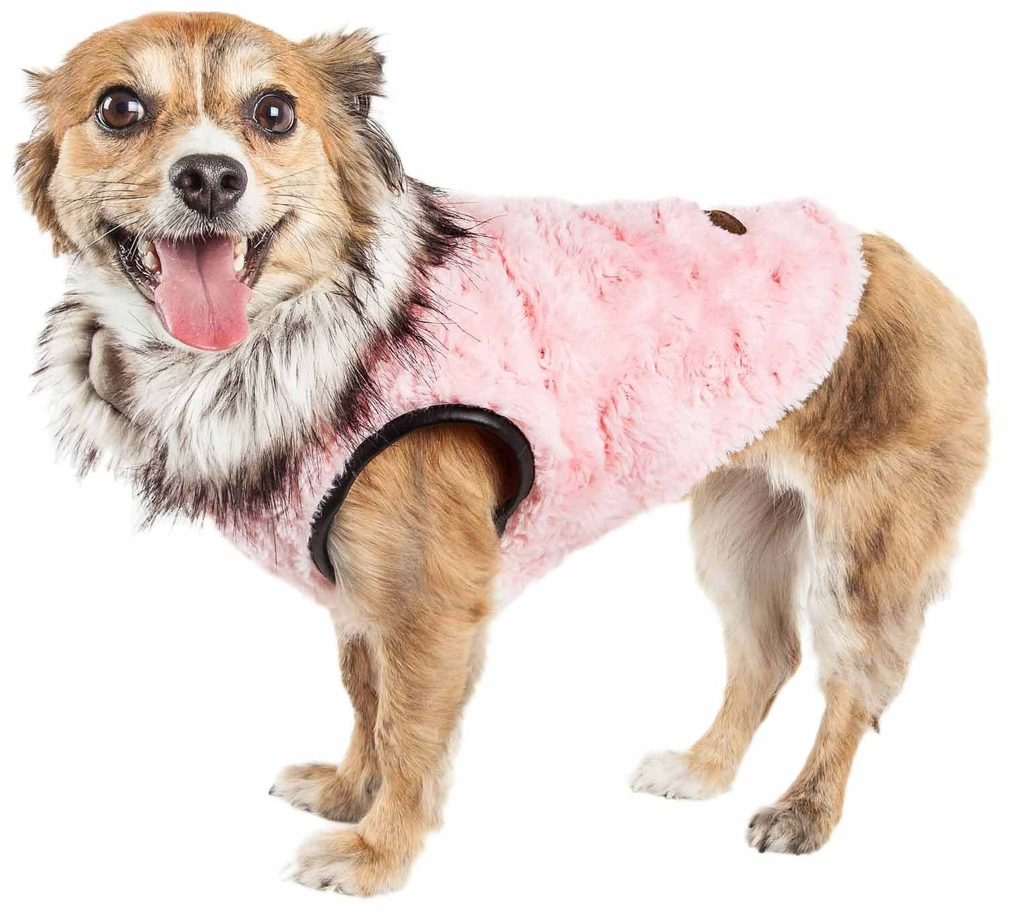 Pet Life Luxe 'Pinkachew' Charming Designer Mink Fur Dog Coat Jacket - Home Goods Revolution