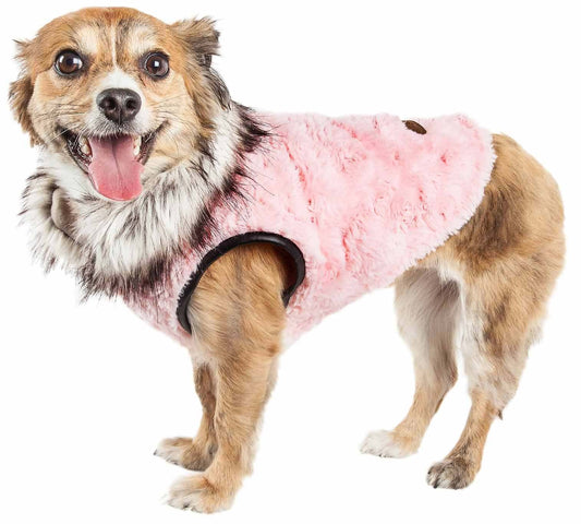 Pet Life Luxe 'Pinkachew' Charming Designer Mink Fur Dog Coat Jacket - Home Goods Revolution