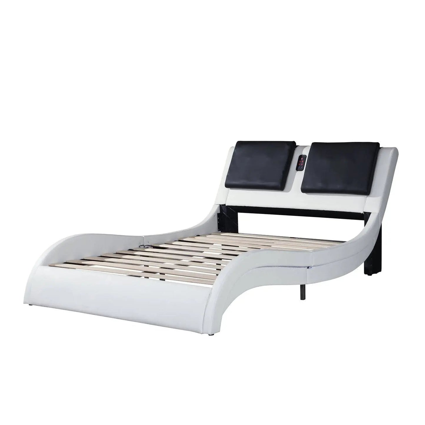 Bed Frame Bluetooth connection to play music, Backrest vibration massage; Queen - Home Goods Revolution