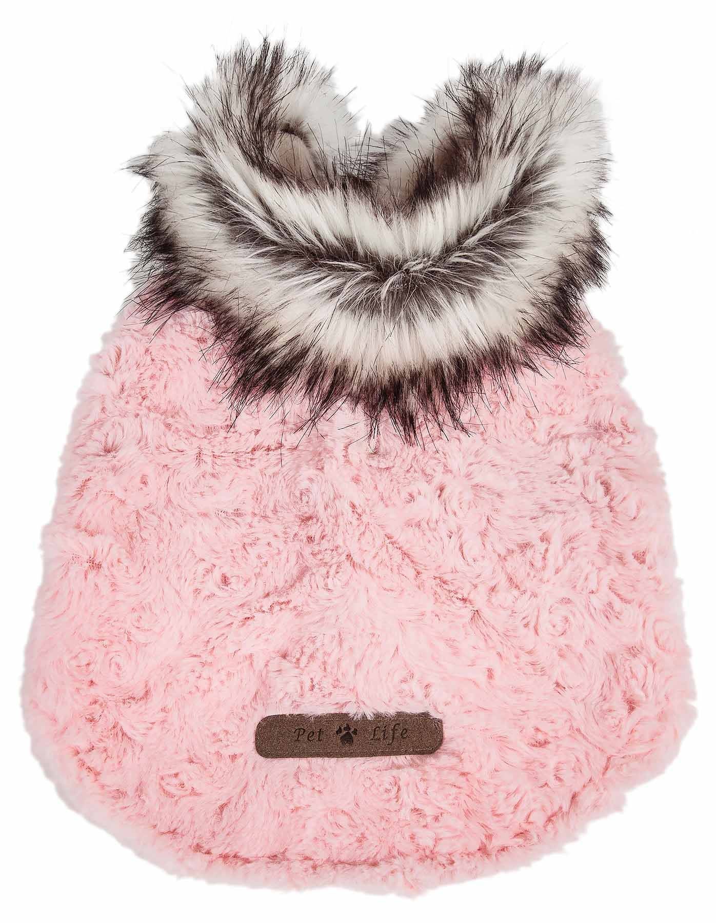Pet Life Luxe 'Pinkachew' Charming Designer Mink Fur Dog Coat Jacket - Home Goods Revolution