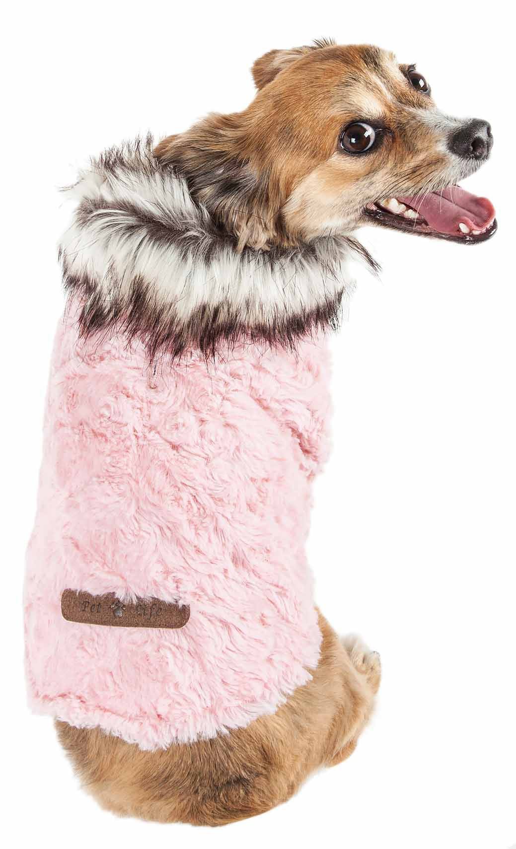 Pet Life Luxe 'Pinkachew' Charming Designer Mink Fur Dog Coat Jacket - Home Goods Revolution