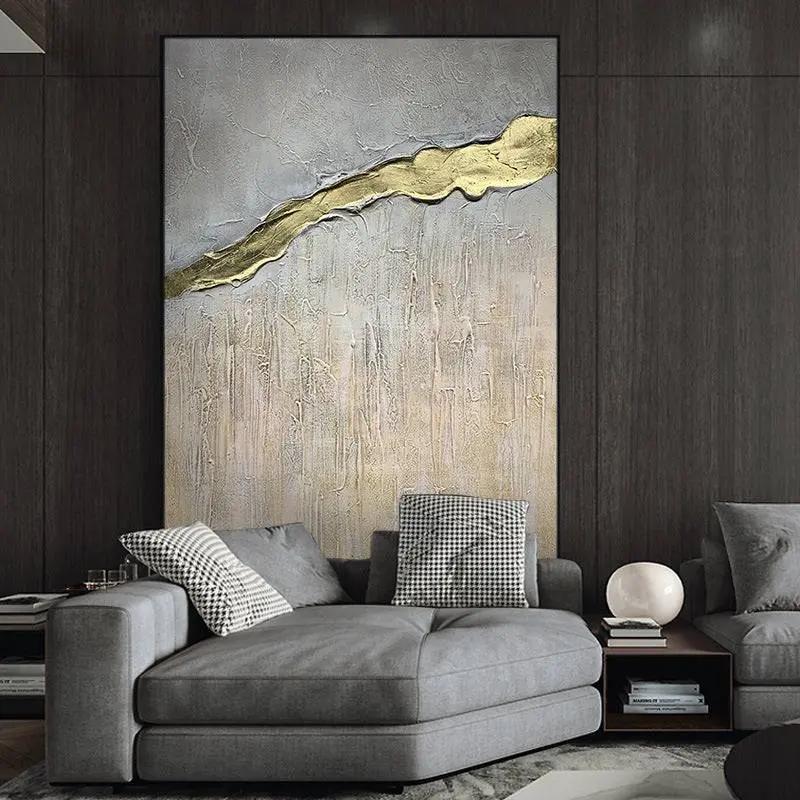 Hand Painted Texture Abstract Oil Painting Gold Foil Modern Home Wall Art Hangings Canvas Paintings - Home Goods Revolution