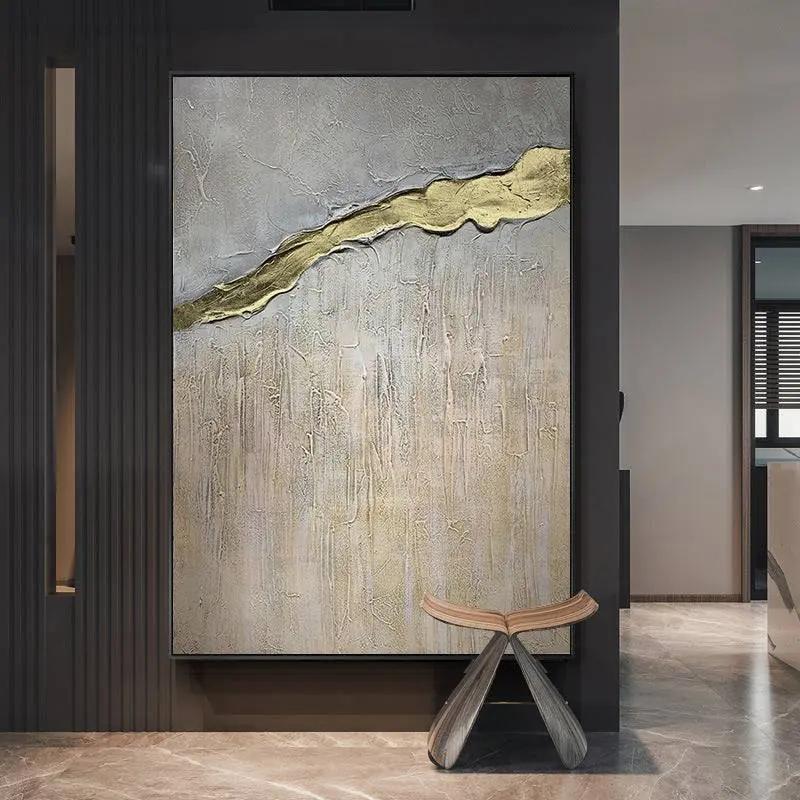 Hand Painted Texture Abstract Oil Painting Gold Foil Modern Home Wall Art Hangings Canvas Paintings - Home Goods Revolution