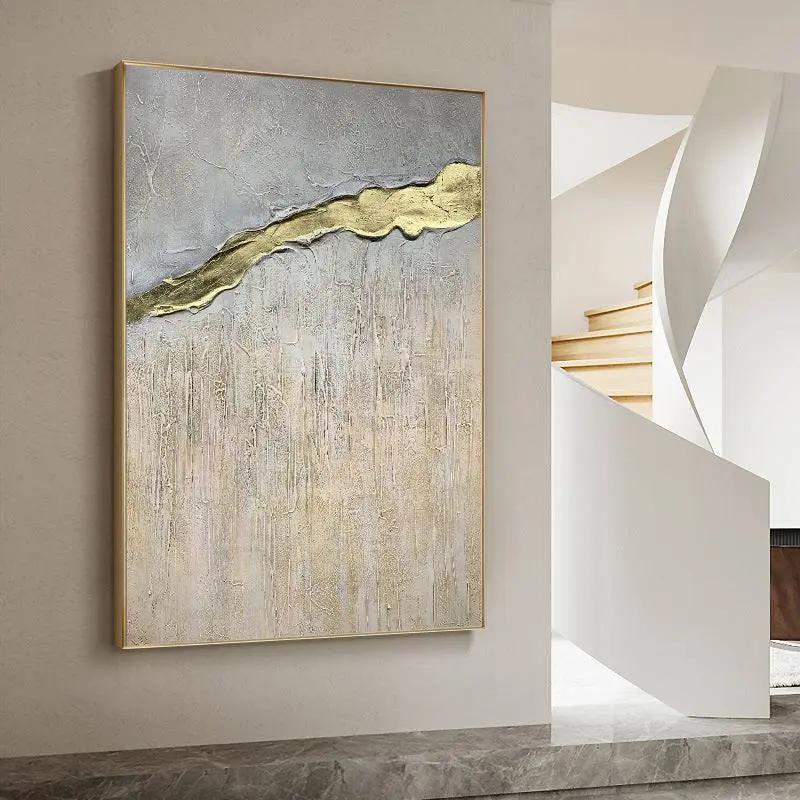 Hand Painted Texture Abstract Oil Painting Gold Foil Modern Home Wall Art Hangings Canvas Paintings - Home Goods Revolution