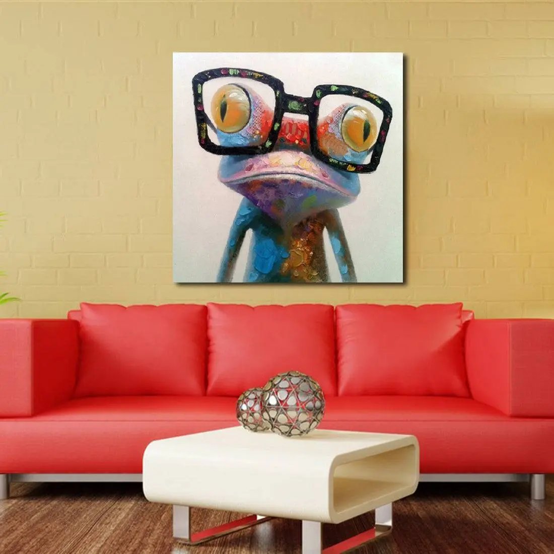 Handmade Abstract Oil Painting Wall Art Modern Minimalist Cute Frog Canvas NO FRAME - Home Goods Revolution