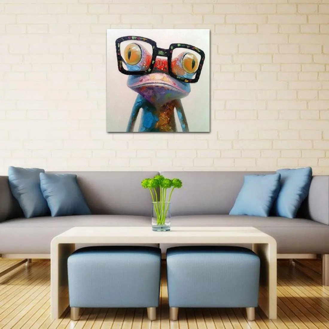 Handmade Abstract Oil Painting Wall Art Modern Minimalist Cute Frog Canvas NO FRAME - Home Goods Revolution
