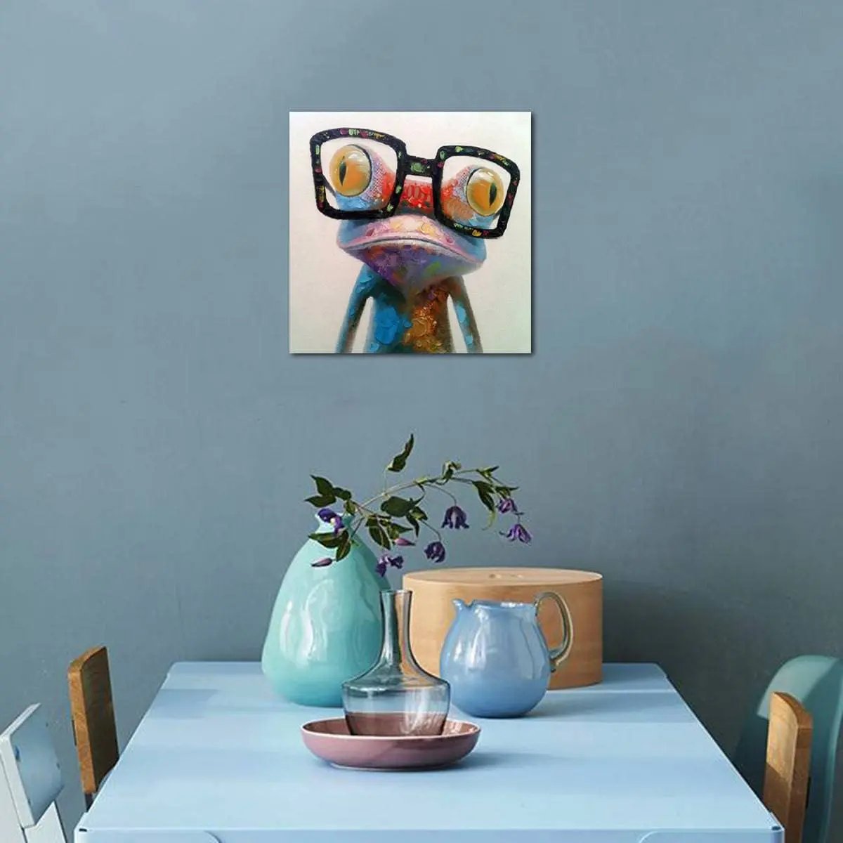 Handmade Abstract Oil Painting Wall Art Modern Minimalist Cute Frog Canvas NO FRAME - Home Goods Revolution